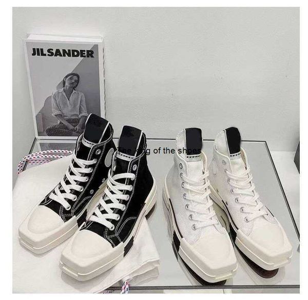 rick ownes high version ro co branded square head high canvas shoes with low heels casual tie up board shoes for women spring new model, Black
rick ownes high version ro co branded square head high canvas shoes with low heels casual tie up board shoes for women spring new model, Black