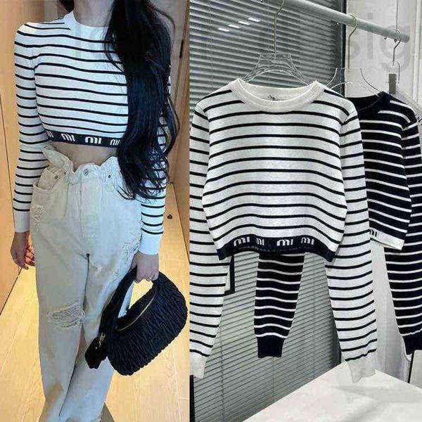 women's sweaters designer spring navy style black and white stripe jacquard round neck long sleeve short wool sweater 2urx, White;black
women's sweaters designer spring navy style black and white stripe jacquard round neck long sleeve short wool sweater 2urx, White;black