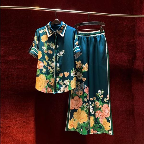 european and american women's clothes 2023 summer new short-sleeved floral print lapel shirt wide-leg pants fashion blue suit, White
european and american women's clothes 2023 summer new short-sleeved floral print lapel shirt wide-leg pants fashion blue suit, White