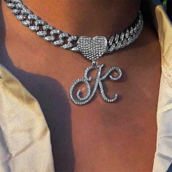 pendant necklaces hip hop cursive initial letter necklace for women with 13mm bling iced out cuban chain heart choker jewelry 230613, Silver
pendant necklaces hip hop cursive initial letter necklace for women with 13mm bling iced out cuban chain heart choker jewelry 230613, Silver