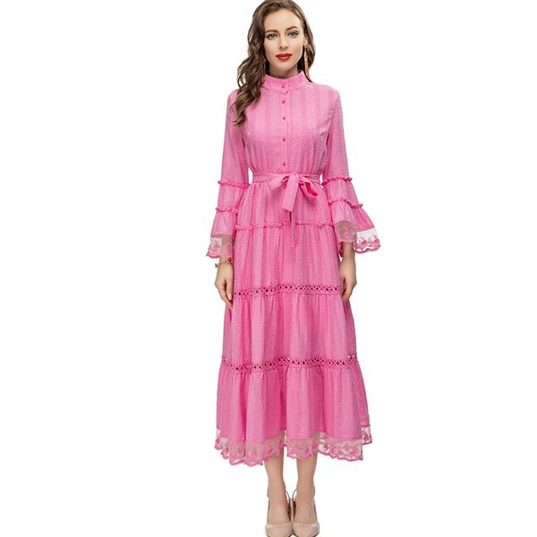 women's runway dresses stand collar long flare sleeves embroidery lace tiered lace up waist elegant fashion prom gown, Black
women's runway dresses stand collar long flare sleeves embroidery lace tiered lace up waist elegant fashion prom gown, Black