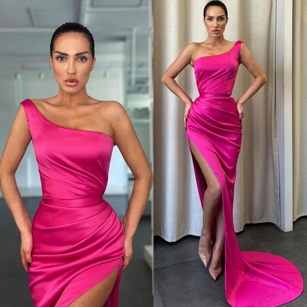 rosy pink prom dresses one shoulder party evening gowns pleats slit formal long special occasion dress, Black
rosy pink prom dresses one shoulder party evening gowns pleats slit formal long special occasion dress, Black