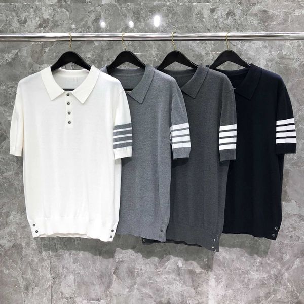 time breate tb knitted short sleeve men's summer loose couple polo t-shirt, White;black
time breate tb knitted short sleeve men's summer loose couple polo t-shirt, White;black