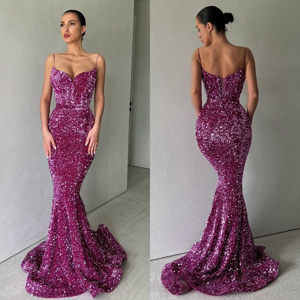 elegant grape purple prom dresses spaghetti sequins mermaid party evening gowns formal long special occasion dress, Black
elegant grape purple prom dresses spaghetti sequins mermaid party evening gowns formal long special occasion dress, Black