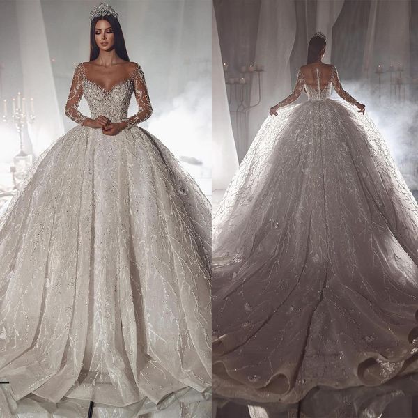 elegant ball gown wedding dresses v neck long sleeves beads appliques lace bridal gowns custom made sweep train vestido de novia, White
elegant ball gown wedding dresses v neck long sleeves beads appliques lace bridal gowns custom made sweep train vestido de novia, White