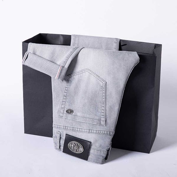 men's premium jeans european fashion brand elastic slim fit cream grey micro tapered feet denim pants, Blue
men's premium jeans european fashion brand elastic slim fit cream grey micro tapered feet denim pants, Blue
