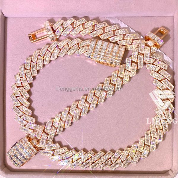 lifeng jewelry custom baguette cuban link iced out bracelet cuabn link chain dvvs moissanite hip hop luxury cuban chain, Silver
lifeng jewelry custom baguette cuban link iced out bracelet cuabn link chain dvvs moissanite hip hop luxury cuban chain, Silver
