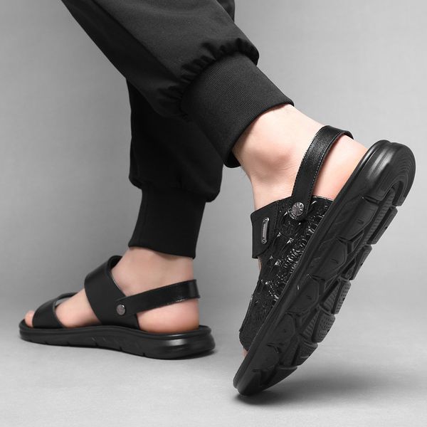 all cowhide ~ sandals men's leather summer 2023 new wear trend beach leisure non-slip dual use sandals, Black
all cowhide ~ sandals men's leather summer 2023 new wear trend beach leisure non-slip dual use sandals, Black
