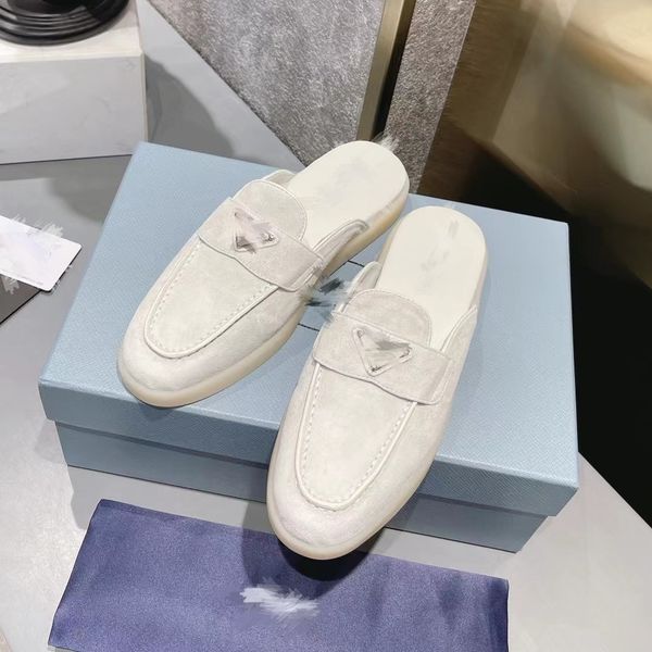 triangle logo designer mules chamois leather half slippers lazy slides loafers classic women flat metal buckle lady leather trample large ch, Black
triangle logo designer mules chamois leather half slippers lazy slides loafers classic women flat metal buckle lady leather trample large ch, Black