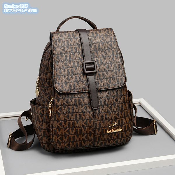 Factory wholesale ladies shoulder bag 5 colors outdoor sports travel leisure leather backpack elegant atmosphere printed handbag flip belt fashion backpacks, Khaki-914# 
Factory wholesale ladies shoulder bag 5 colors outdoor sports travel leisure leather backpack elegant atmosphere printed handbag flip belt fashion backpacks, Khaki-914#