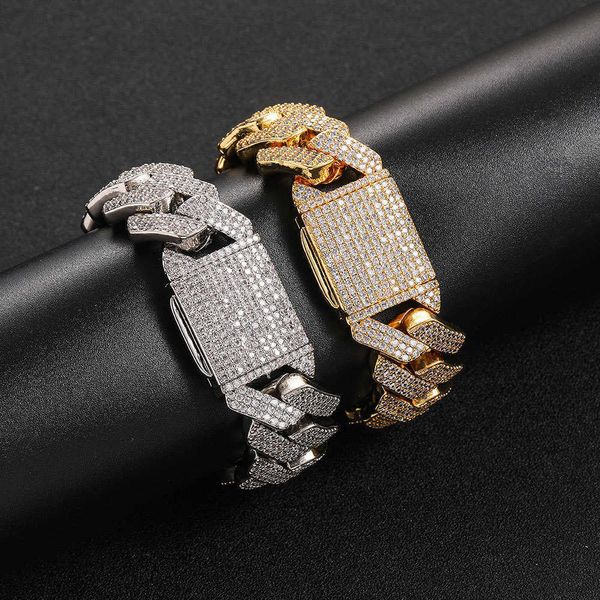 hip hop jewelry 20mm gold plated iced out bling cz three row zircon full diamond prong rhombus thick miami cuban chain bracelet, Silver
hip hop jewelry 20mm gold plated iced out bling cz three row zircon full diamond prong rhombus thick miami cuban chain bracelet, Silver