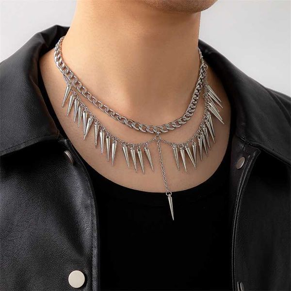 pendant necklaces punk layered thick chain with spikes necklace men trendy tassel short choker 2023 fashion jewelry collar gifts 230613, Silver
pendant necklaces punk layered thick chain with spikes necklace men trendy tassel short choker 2023 fashion jewelry collar gifts 230613, Silver