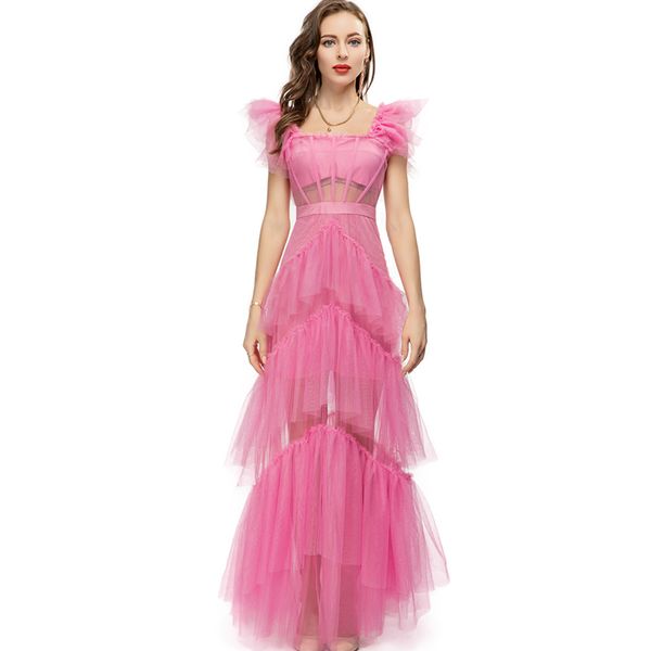 women's runway dresses square neckline tiered ruffles patchwork elegant fashion designer prom gown party wear, Black
women's runway dresses square neckline tiered ruffles patchwork elegant fashion designer prom gown party wear, Black