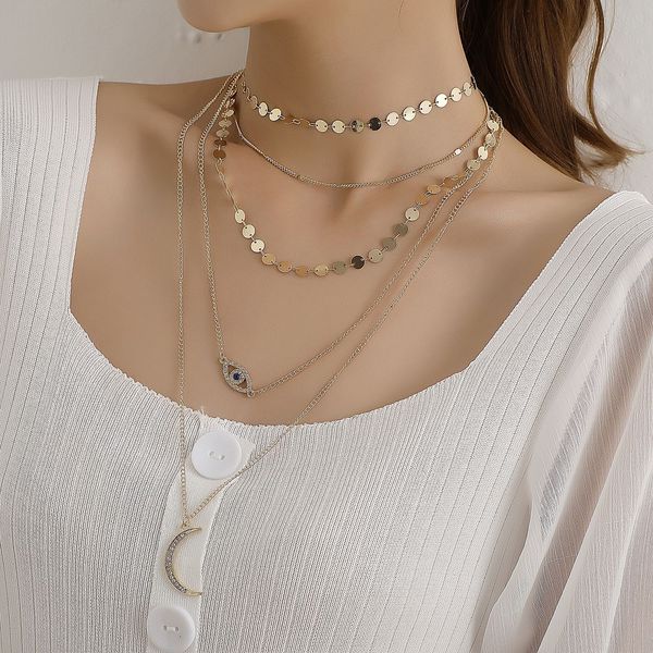 trendy necklace fashion diamond crescent pendant necklace, retro multi-layer geometric sequins necklace accessories jewelry hand-made neckla, Silver
trendy necklace fashion diamond crescent pendant necklace, retro multi-layer geometric sequins necklace accessories jewelry hand-made neckla, Silver