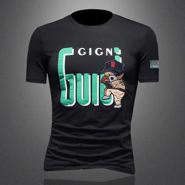 2023 summer new fashion trend short sleeve t-shirt men's silky cotton breathable cool embroidery slim fit round neck half, White;black
2023 summer new fashion trend short sleeve t-shirt men's silky cotton breathable cool embroidery slim fit round neck half, White;black