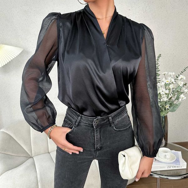 summer new fashion ladies shirts satin elastic trend versatile elegant v-neck long sleeve slim for blouses women plus size 2023279, White
summer new fashion ladies shirts satin elastic trend versatile elegant v-neck long sleeve slim for blouses women plus size 2023279, White