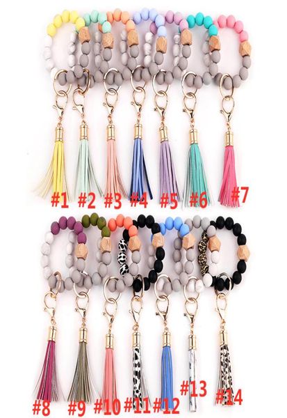 leather tassel wood bead key chains women bracelet key ring food grade silicone bead bracelet key chain 91285504153, Silver
leather tassel wood bead key chains women bracelet key ring food grade silicone bead bracelet key chain 91285504153, Silver