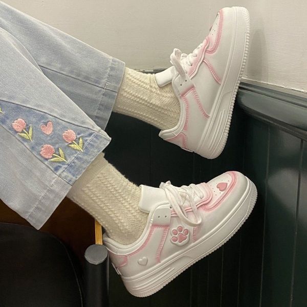 cute pink platform sneakers women kawaii cat paw pattern white breathable summer fashion shoes love heart ladies footwear, Black
cute pink platform sneakers women kawaii cat paw pattern white breathable summer fashion shoes love heart ladies footwear, Black