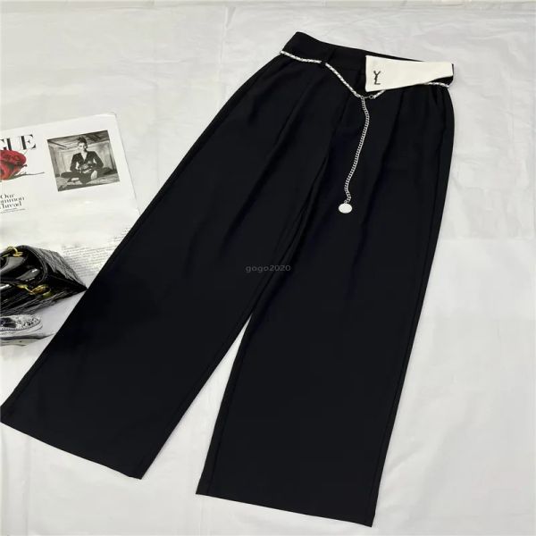 23ss fw women designer pants with chain letters belt female girls high end custom milan runway brand casual jersey outwear wide leg pants lo, Black;white
23ss fw women designer pants with chain letters belt female girls high end custom milan runway brand casual jersey outwear wide leg pants lo, Black;white