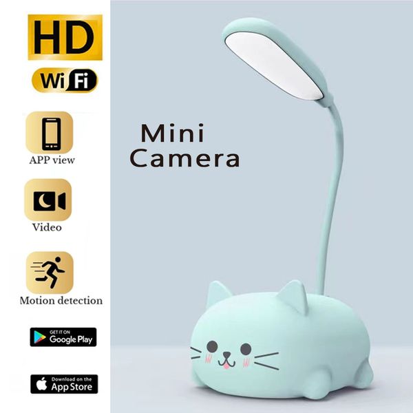 Image of Desk Lamp with Mini Camera HD 1080P WiFi Camera Mini Camera Wireless Portable Recorder Camcorders 4K Mini Monitor camaras mini