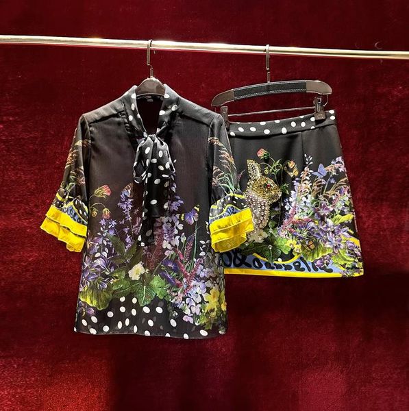 european and american women's clothes 2023 summer new five-quarter sleeve printed bow neck shirt beaded skirt fashion suit, White
european and american women's clothes 2023 summer new five-quarter sleeve printed bow neck shirt beaded skirt fashion suit, White