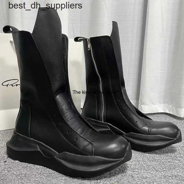 ro cavalry long tongue shoes high boots rick men's and women's shoes thick soled nappa cowhide owens, Black
ro cavalry long tongue shoes high boots rick men's and women's shoes thick soled nappa cowhide owens, Black