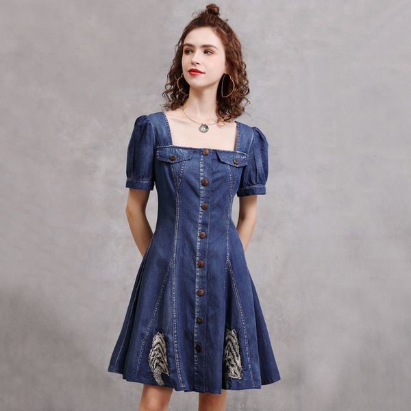 elevate your casual style with our cute square collar bubble sleeves denim skirt - a 2023 summer vintage french dress featuring embroidery a, Black;gray
elevate your casual style with our cute square collar bubble sleeves denim skirt - a 2023 summer vintage french dress featuring embroidery a, Black;gray
