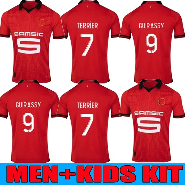 23 24 stade rennais camavinga soccer jersey doku 2024 2023 rennes bourigeaud maillots de foot truffert terrier maouassa nzonzi aguerd, Black;yellow