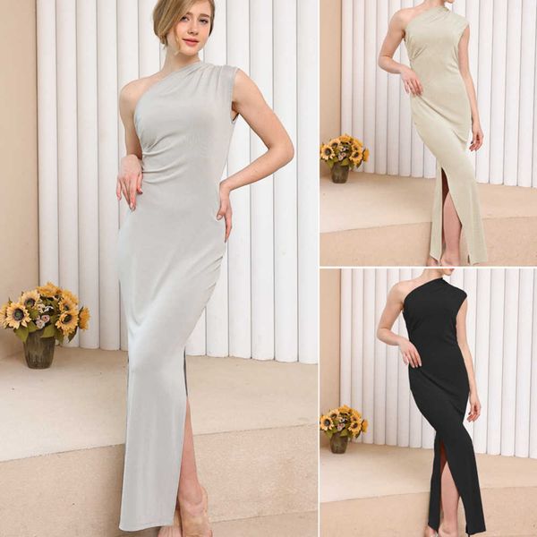 2023 spring/summer new women's solid color casual pleated shoulder slim fit long maxi night club black cocktail dress womens dresses, White;black
2023 spring/summer new women's solid color casual pleated shoulder slim fit long maxi night club black cocktail dress womens dresses, White;black