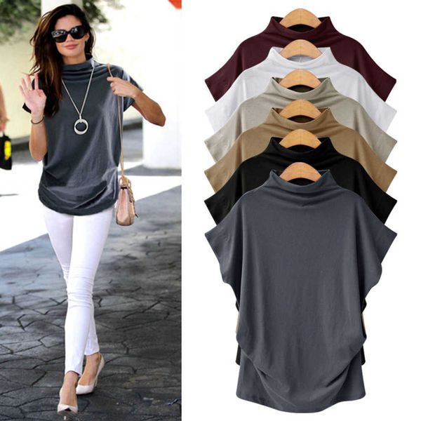 short sleeved new t-shirt korean version oversized loose versatile length women's half high collar bottom shirt women cotton blouse, White
short sleeved new t-shirt korean version oversized loose versatile length women's half high collar bottom shirt women cotton blouse, White