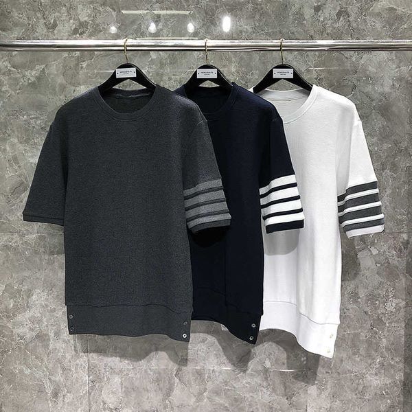 time breathe round neck tb short sleeve summer four stripe couple matching casual cotton half t, White;black
time breathe round neck tb short sleeve summer four stripe couple matching casual cotton half t, White;black