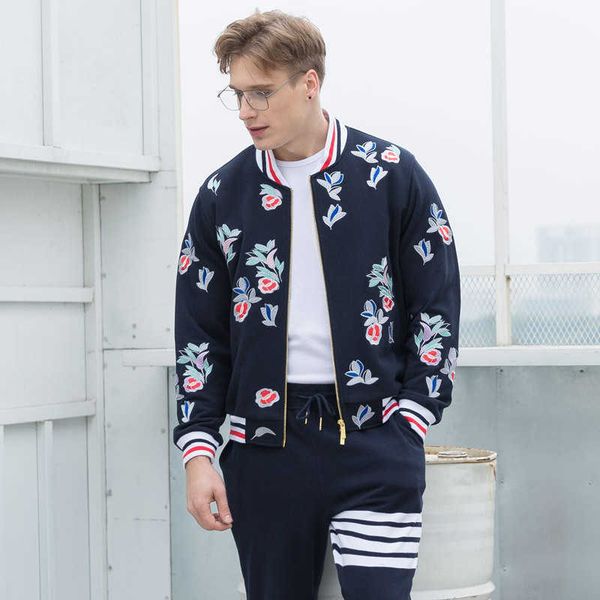 strength tb embroidered flower men's baseball uniform fashion personality jacket, Black;brown
strength tb embroidered flower men's baseball uniform fashion personality jacket, Black;brown