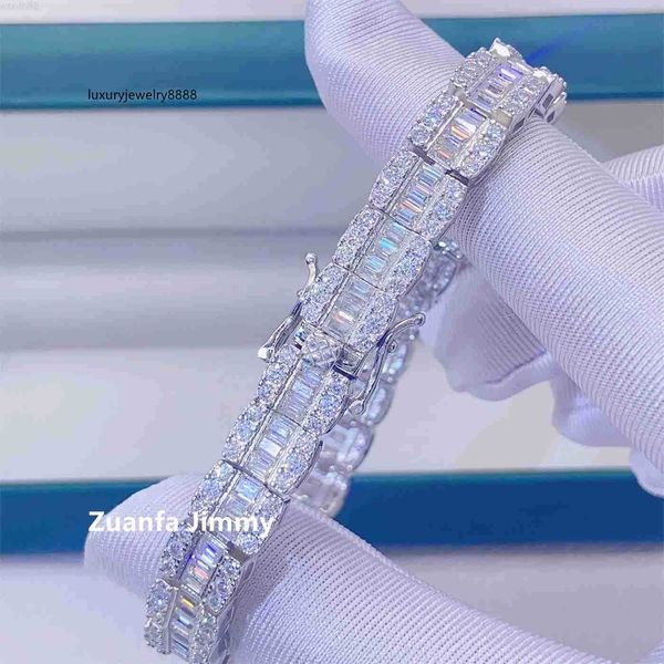 hip hop style customized pass new design 9mm width baguette +round vvs1 moissanite cluster tennis chain bracelet, Silver
hip hop style customized pass new design 9mm width baguette +round vvs1 moissanite cluster tennis chain bracelet, Silver