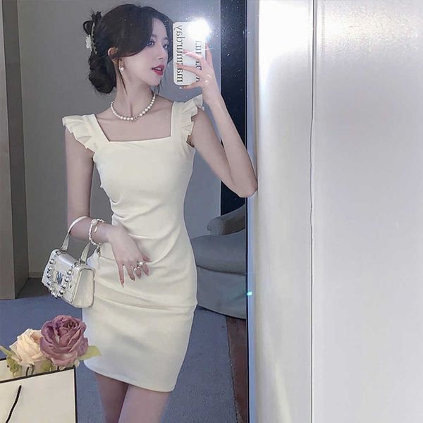 french flying sleeves night club dress dresses for women spring/summer 2023 new fashionable style waist wrapped clubwear, White;black
french flying sleeves night club dress dresses for women spring/summer 2023 new fashionable style waist wrapped clubwear, White;black