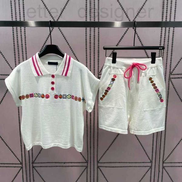 two piece dress designer fashion embroidery casual set suit lapel short sleeve ladies button knitwear drawstring sweet shorts knit outfit t, White
two piece dress designer fashion embroidery casual set suit lapel short sleeve ladies button knitwear drawstring sweet shorts knit outfit t, White