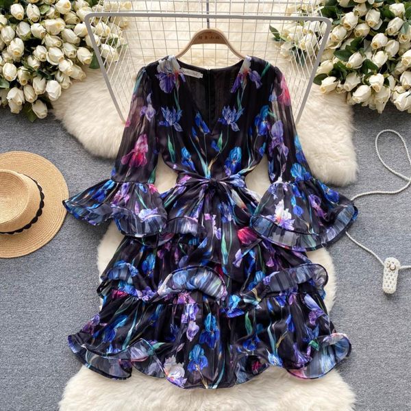 casual dresses summer runway luxurious tiered ruffles cake mini dress women's deep v-neck floral print vacation holiday party mini vest, Black;gray
casual dresses summer runway luxurious tiered ruffles cake mini dress women's deep v-neck floral print vacation holiday party mini vest, Black;gray