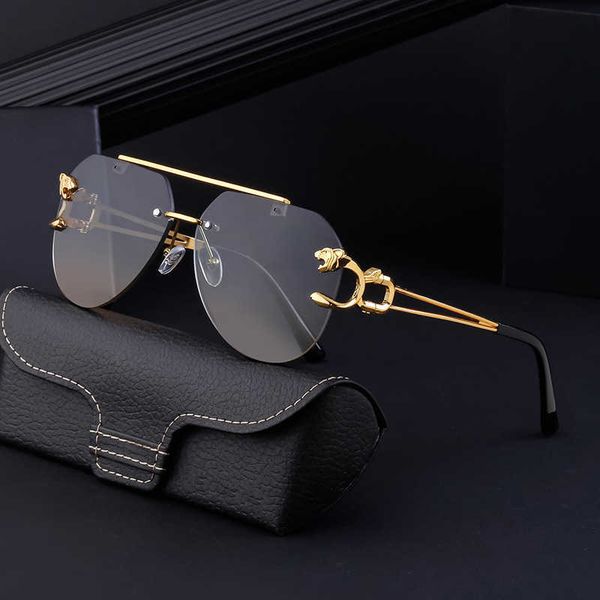 leopard mirror leg sunglasses men's trend frameless trimmed men's sunglasses, White;black
leopard mirror leg sunglasses men's trend frameless trimmed men's sunglasses, White;black