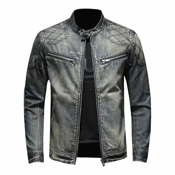 spring jeans jacket men's korean slim fit baseball uniform trendy brand jeans coat youth spring and autumn top, White;black
spring jeans jacket men's korean slim fit baseball uniform trendy brand jeans coat youth spring and autumn top, White;black