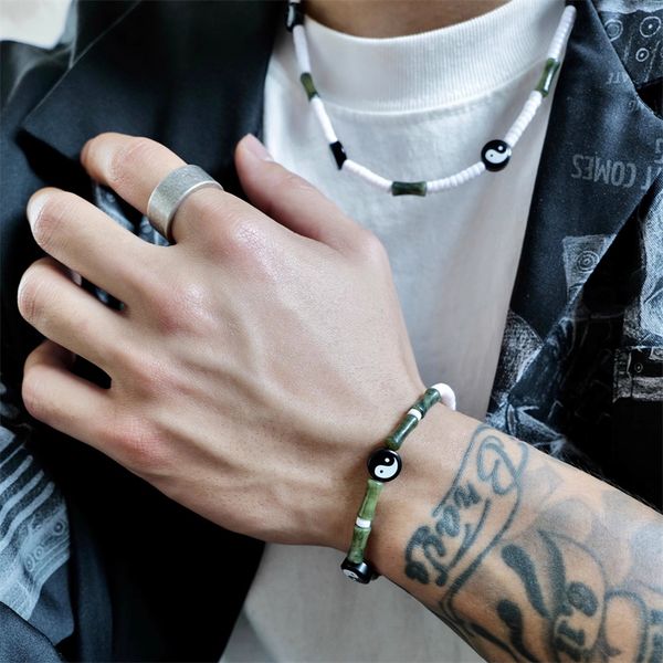 niche fashion design tai chi mosaic jade necklace green bracelet ins charm simple collar chain, Black
niche fashion design tai chi mosaic jade necklace green bracelet ins charm simple collar chain, Black