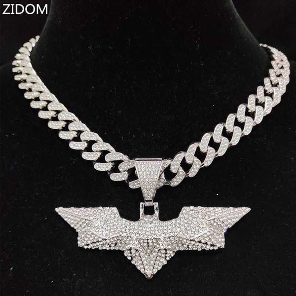 pendant necklaces men women hip hop bat shape necklace with 13mm crystal cuban chain hiphop iced out bling fashion jewelry 230613, Silver
pendant necklaces men women hip hop bat shape necklace with 13mm crystal cuban chain hiphop iced out bling fashion jewelry 230613, Silver