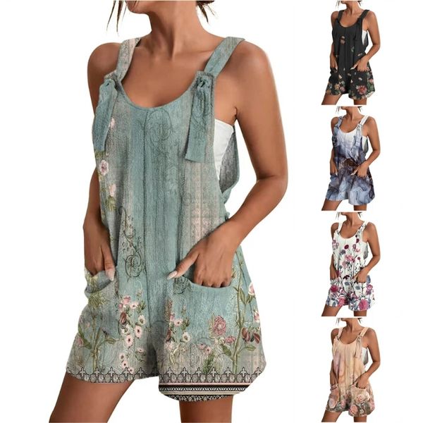 women shorts overalls floral print romper loose sleeveless casual summer jumpsuit with pockets, Black;white
women shorts overalls floral print romper loose sleeveless casual summer jumpsuit with pockets, Black;white