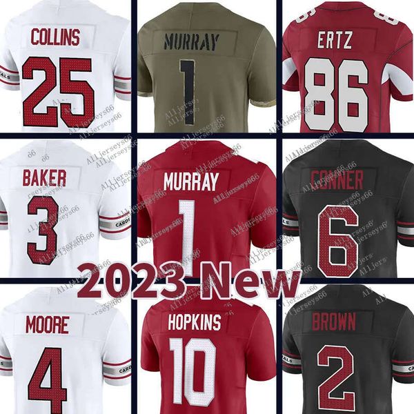 1 kyler murray football jerseys cardinal pat tillman deandre hopkins budda baker zaven collins rondale moore marquise brown football shirt, Black;red