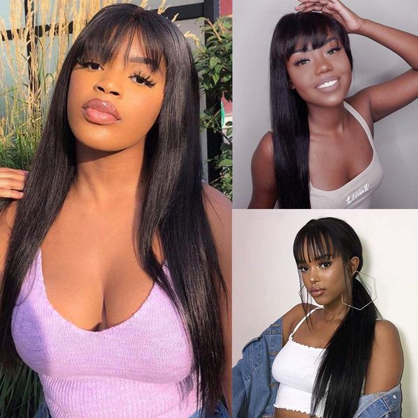 bone straight human with bangs brazilian hair wigs full machine made fringe wig human hair wigs for women, Black;brown
bone straight human with bangs brazilian hair wigs full machine made fringe wig human hair wigs for women, Black;brown