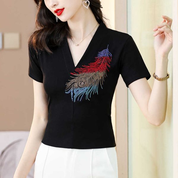 cotto wome's short sleeve summer new v-neck europea foreig style small shirt idustry diamod slim t-shirt fashio blouses, White
cotto wome's short sleeve summer new v-neck europea foreig style small shirt idustry diamod slim t-shirt fashio blouses, White