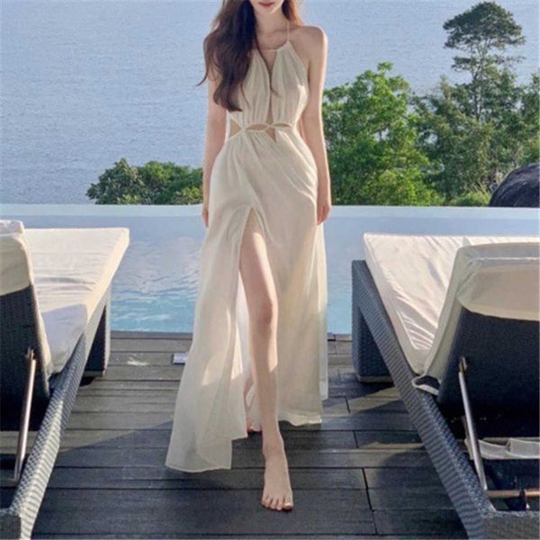 thailand sanya tourism skirt beach resort maxi night club dress pure hollow white strap fashion long ladies dresses, White;black
thailand sanya tourism skirt beach resort maxi night club dress pure hollow white strap fashion long ladies dresses, White;black