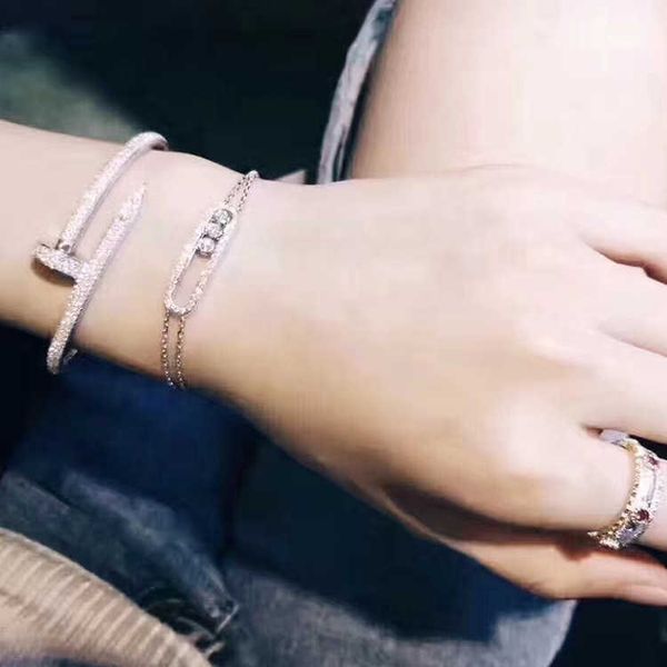 original boutique s925 sterling silver nail full diamond bracelet women's fashion light luxury inlaid high carbon ins carti same style, Black
original boutique s925 sterling silver nail full diamond bracelet women's fashion light luxury inlaid high carbon ins carti same style, Black