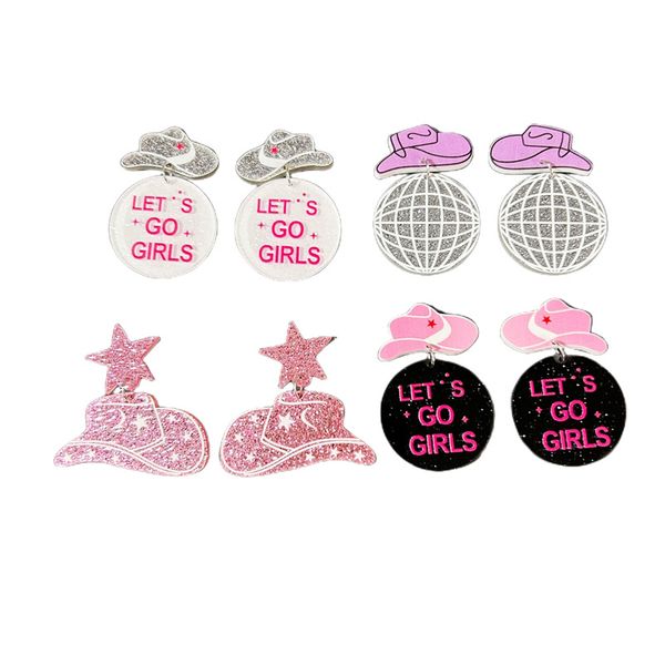 European Western Cowboy Hat Stud Earrings Women Round Star Moon Acrylic Ear Studs Disco Ball Letters Ear Dangle Accessories
European Western Cowboy Hat Stud Earrings Women Round Star Moon Acrylic Ear Studs Disco Ball Letters Ear Dangle Accessories