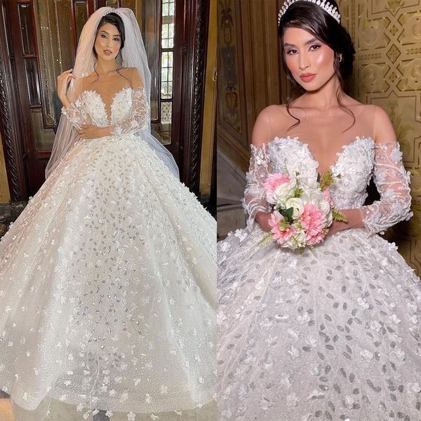crystal bling ball gown wedding dresses luxury sweetheart long sleeves bridal gowns custom made sweep train vestido de novia, White
crystal bling ball gown wedding dresses luxury sweetheart long sleeves bridal gowns custom made sweep train vestido de novia, White