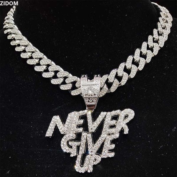 pendant necklaces men women hip hop nerver give up necklace with 13mm cuban chain hiphop iced out bling letters charm jewelry 230613, Silver
pendant necklaces men women hip hop nerver give up necklace with 13mm cuban chain hiphop iced out bling letters charm jewelry 230613, Silver