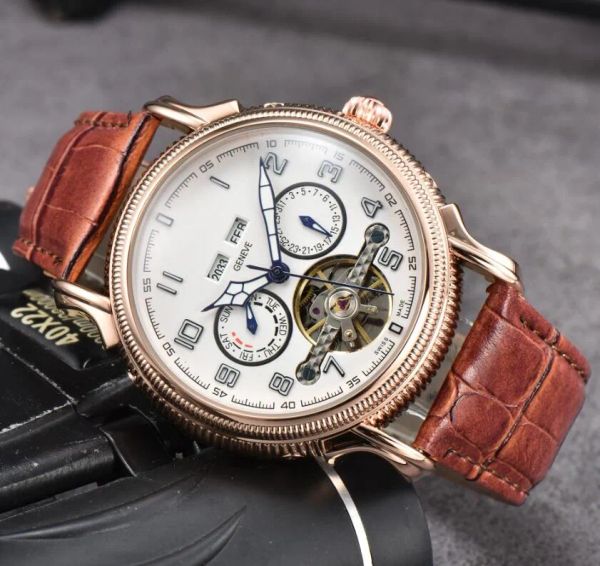 2023 fashion mens watches brand luxury skeleton watch men sport leather tourbillon automatic mechanical wristwatches wristwatch #15, Slivery;brown
2023 fashion mens watches brand luxury skeleton watch men sport leather tourbillon automatic mechanical wristwatches wristwatch #15, Slivery;brown
